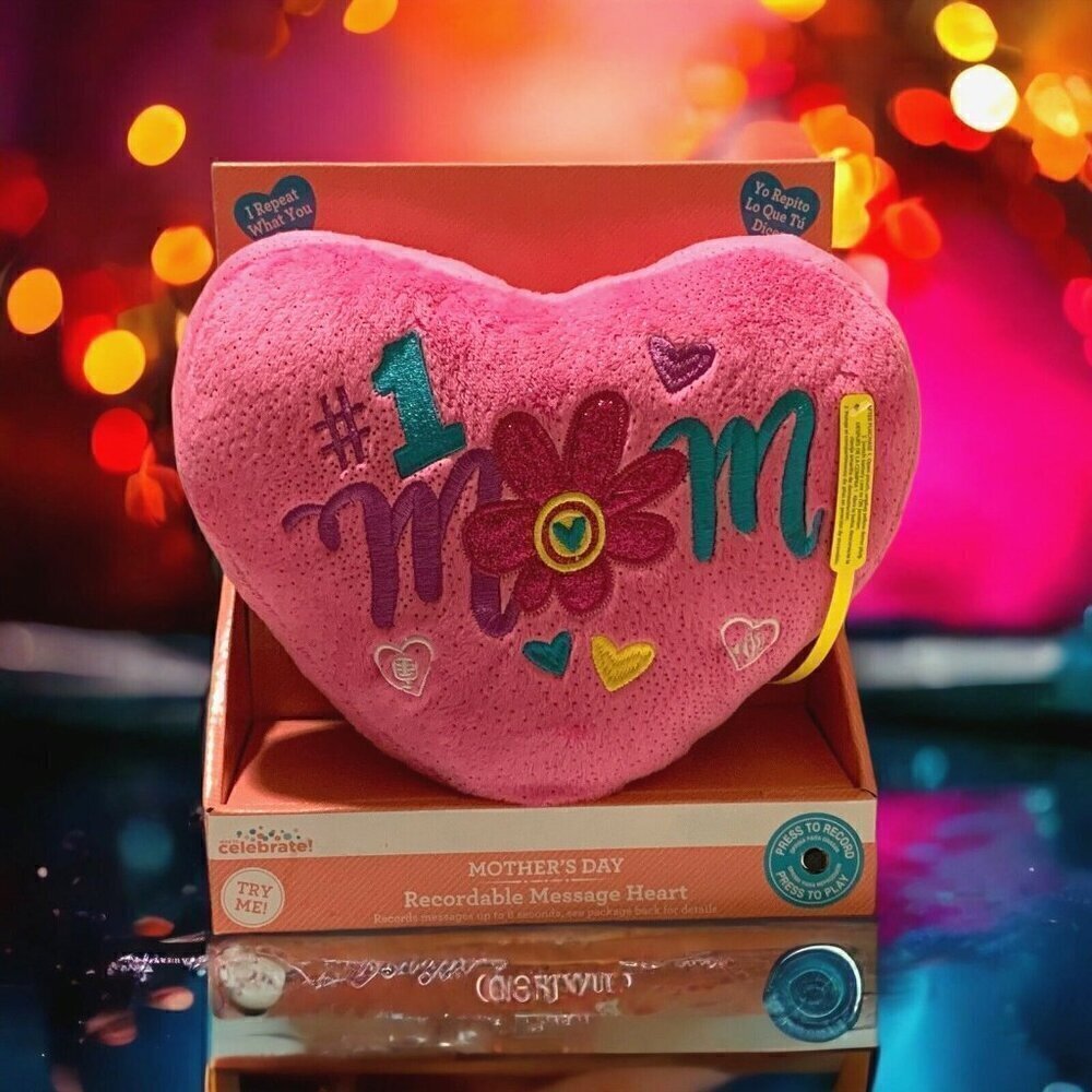 Way To Celebrate Mothers #1 Mom Recordable Message Plush Heart